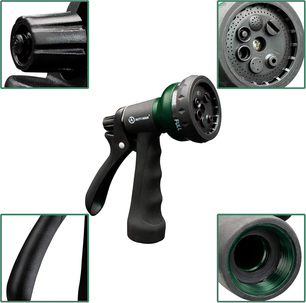 AUTOMAN-Garden-Hose-Nozzle, ABS Water Spray Nozzle with 7 Adjustable Watering