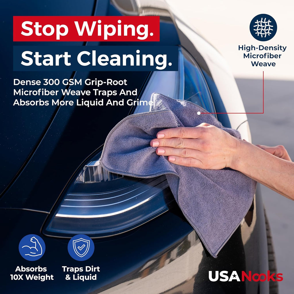 USANOOKS Microfiber Cleaning Cloth Grey - 12 Pcs (12.5"x12.5") - High