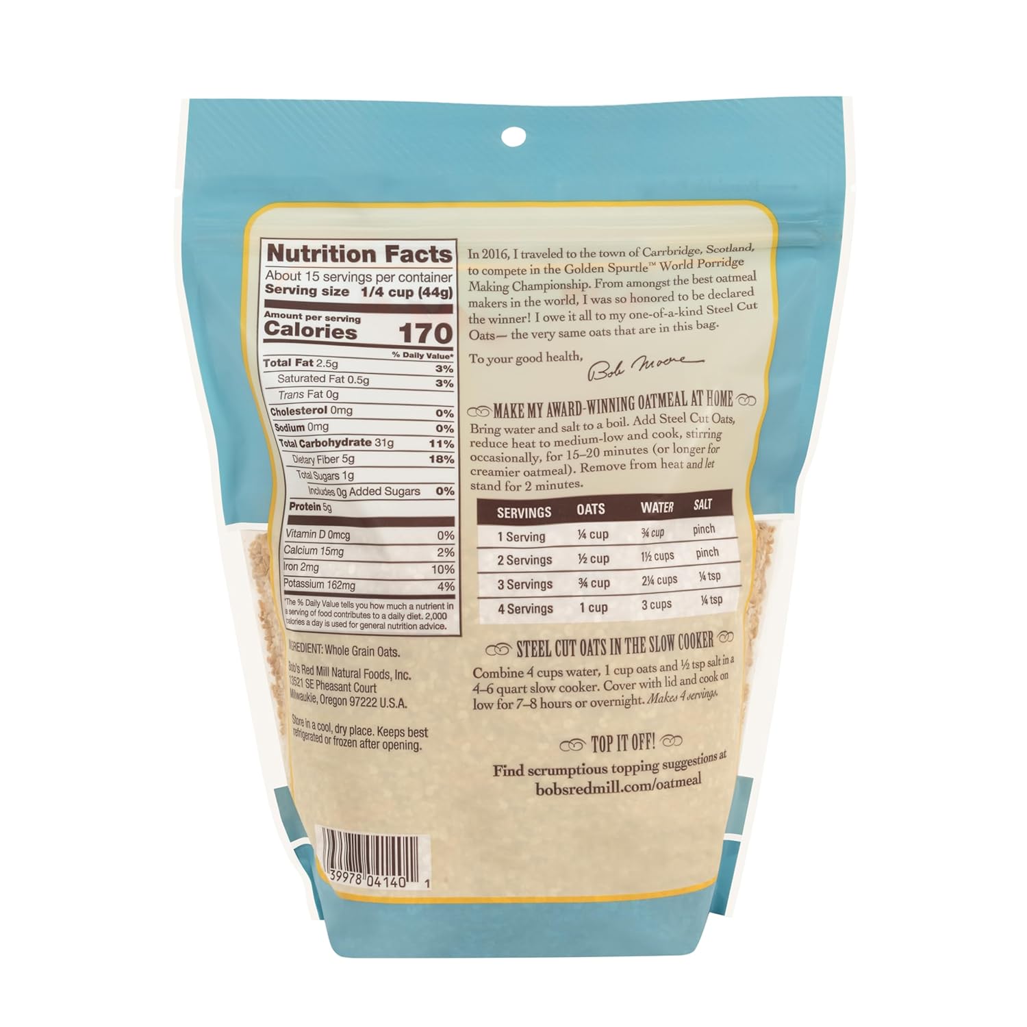 Bob's Red Mill Steel Cut Oats, 24oz (Pack of 4) - Non GMO, Whole Grain