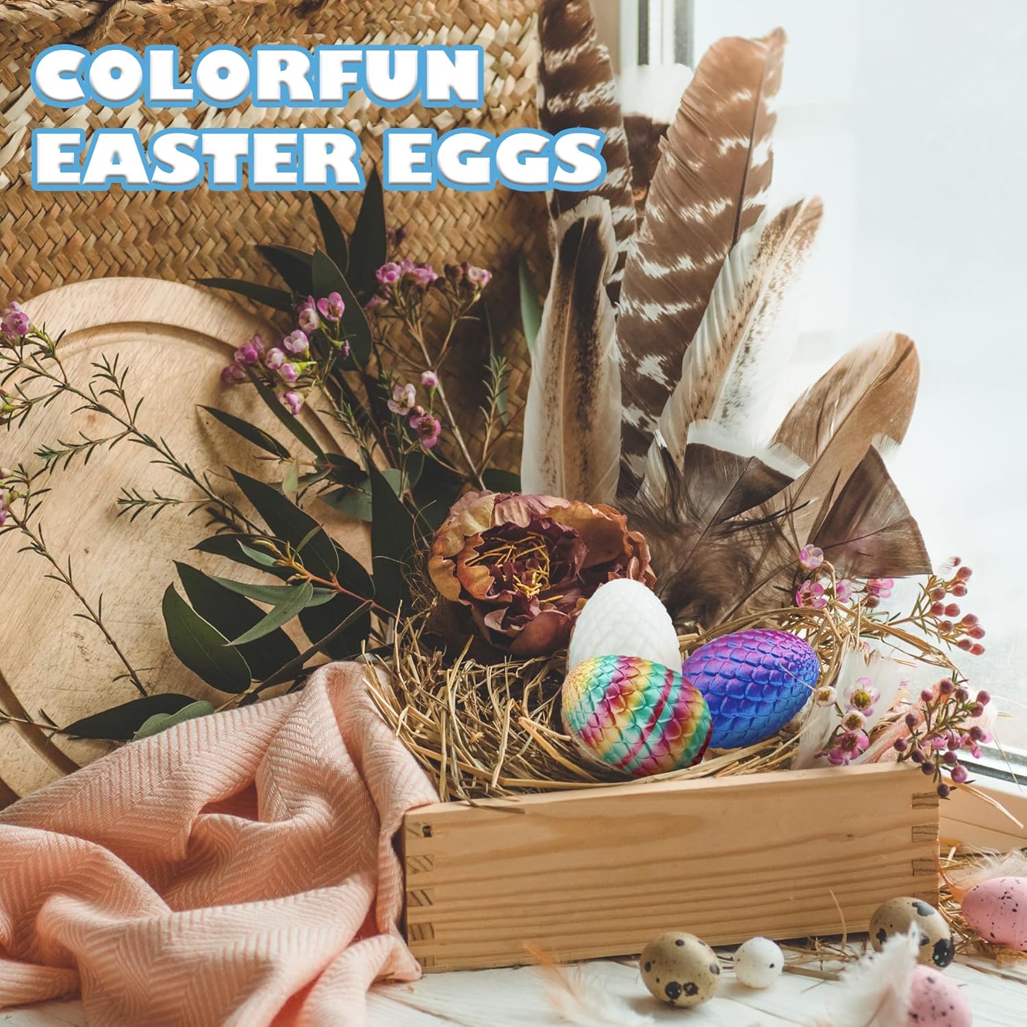 6PCS 3D Printed Dragon Eggs with Dragon Inside, Easter Basket Stuffers Mini