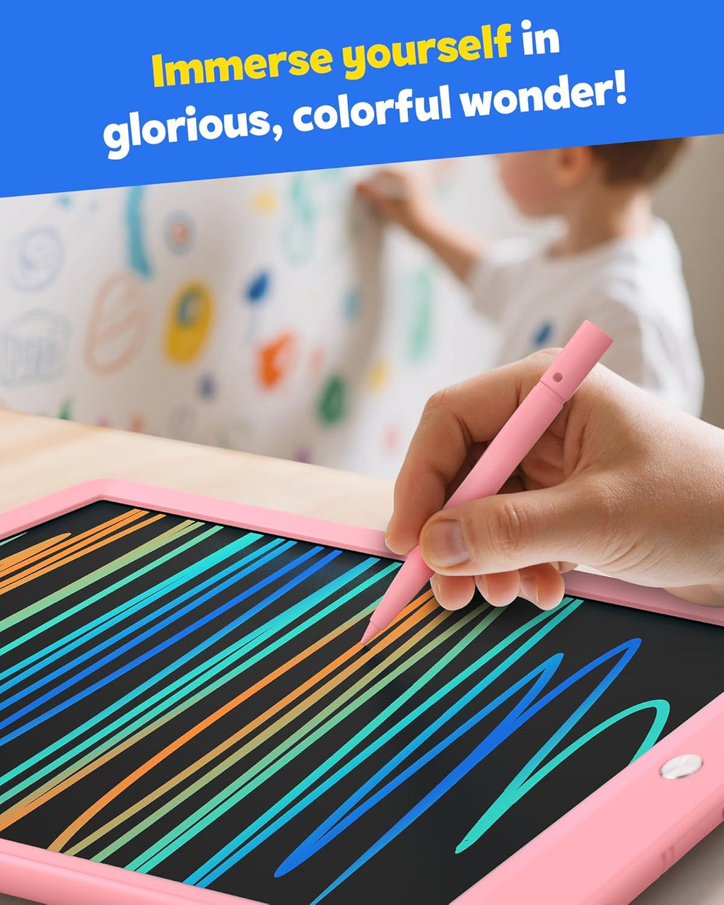 TEKFUN LCD Writing Tablet for Kids, 10-inch Coloring Drawing Pad, Mess Free