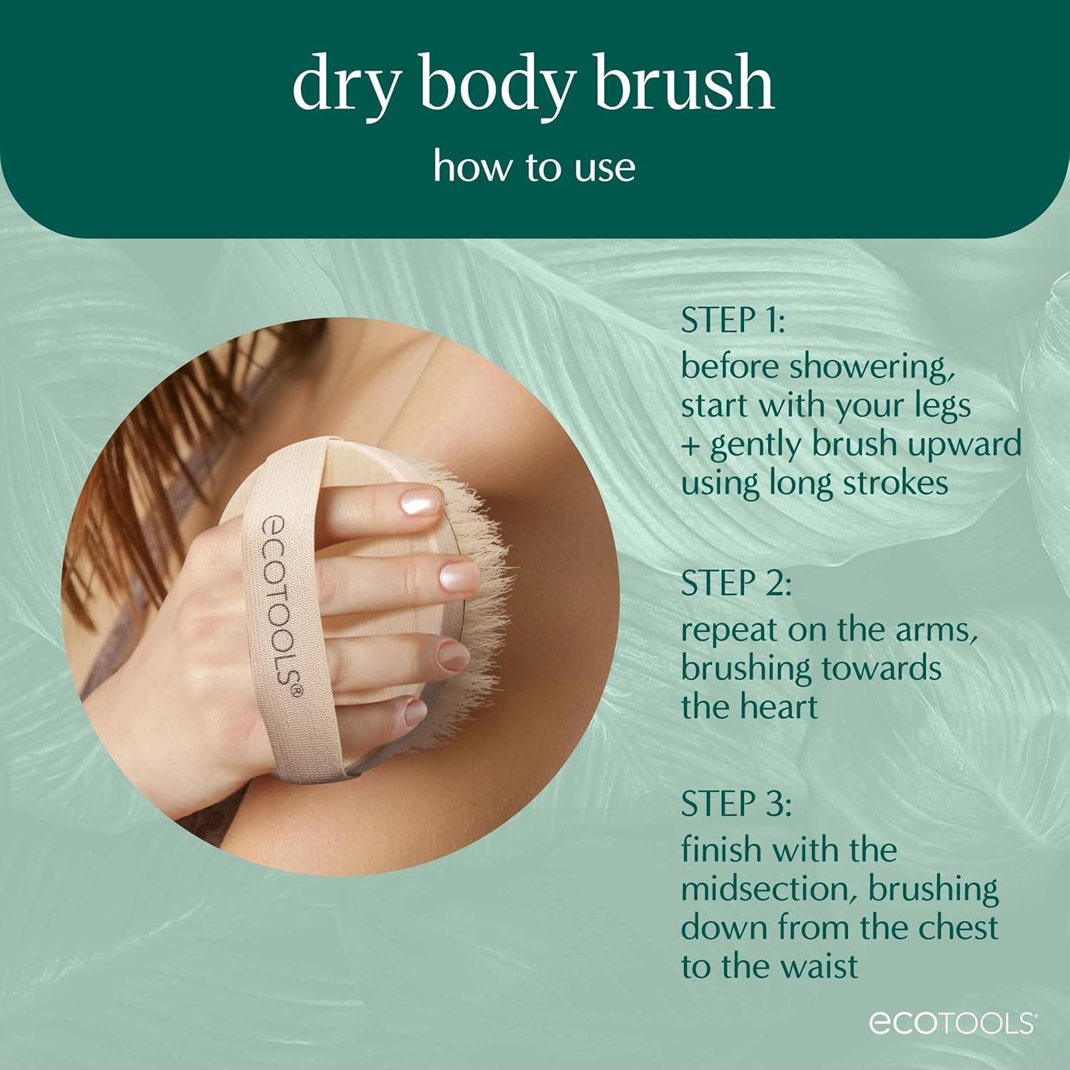 EcoTools Dry Body Brush, Cruelty-Free Bristles Exfoliate & Smooth Skin, Dry