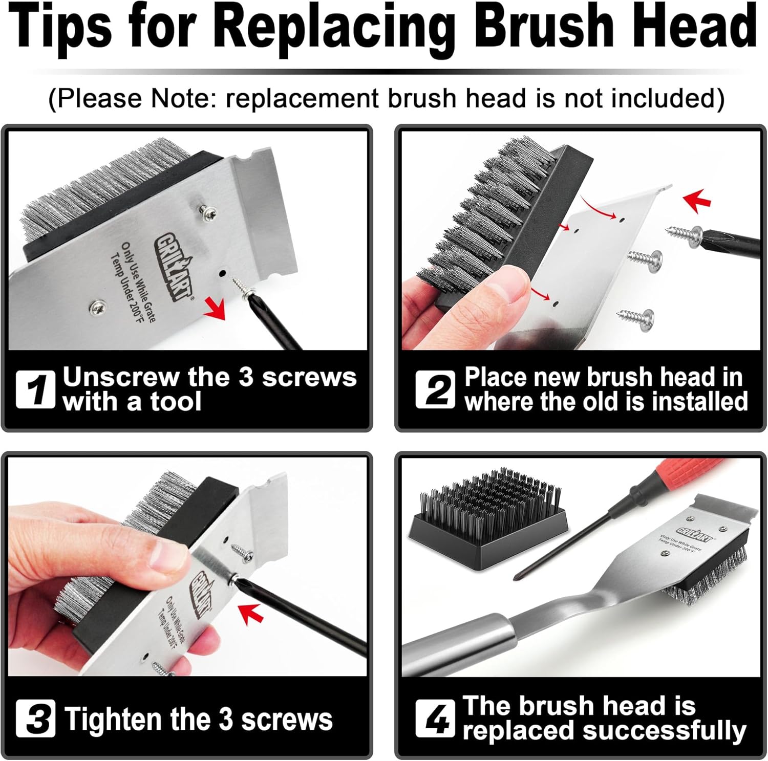 GRILLART Grill Brush and Scraper, Wire BBQ Grill Brush for Outdoor Grill, 16.5‰۝ Grill Cleaning Brush BBQ Grill Accessories, Safe Grill Cleaner Brush-Ideal Gift for Men/Dad BBQ Brush for Grill Cleaning