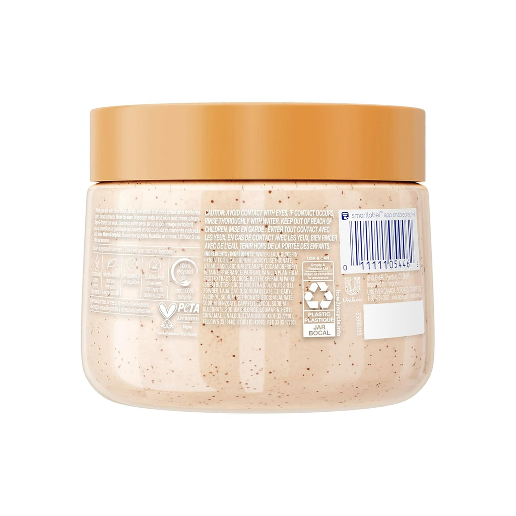 Dove Vanilla Sugar & Shea Butter Body Scrub Exfoliates and Deeply Nourishes