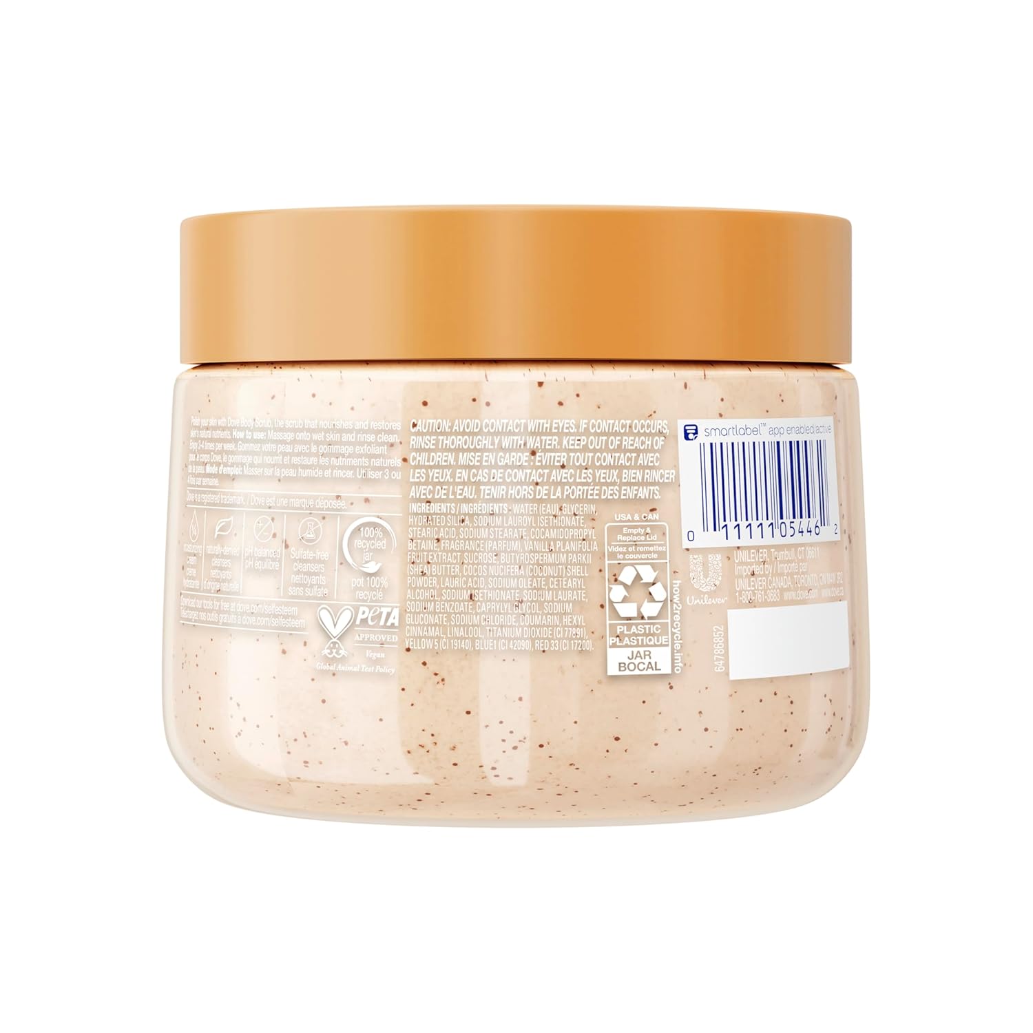 Dove Vanilla Sugar & Shea Butter Body Scrub Exfoliates and Deeply Nourishes