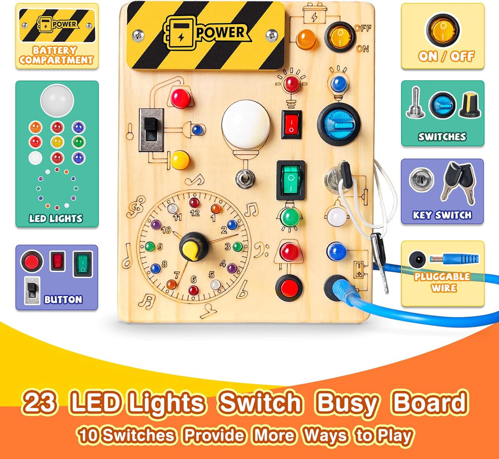 Grarain Busy Board for Toddlers - Montessori Educational Toy for 1-3 Year Old