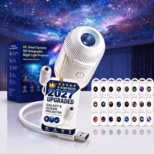 2027 Upgraded Hd Smart Dynamic 5d Holographic Night Light Projector, Plug and