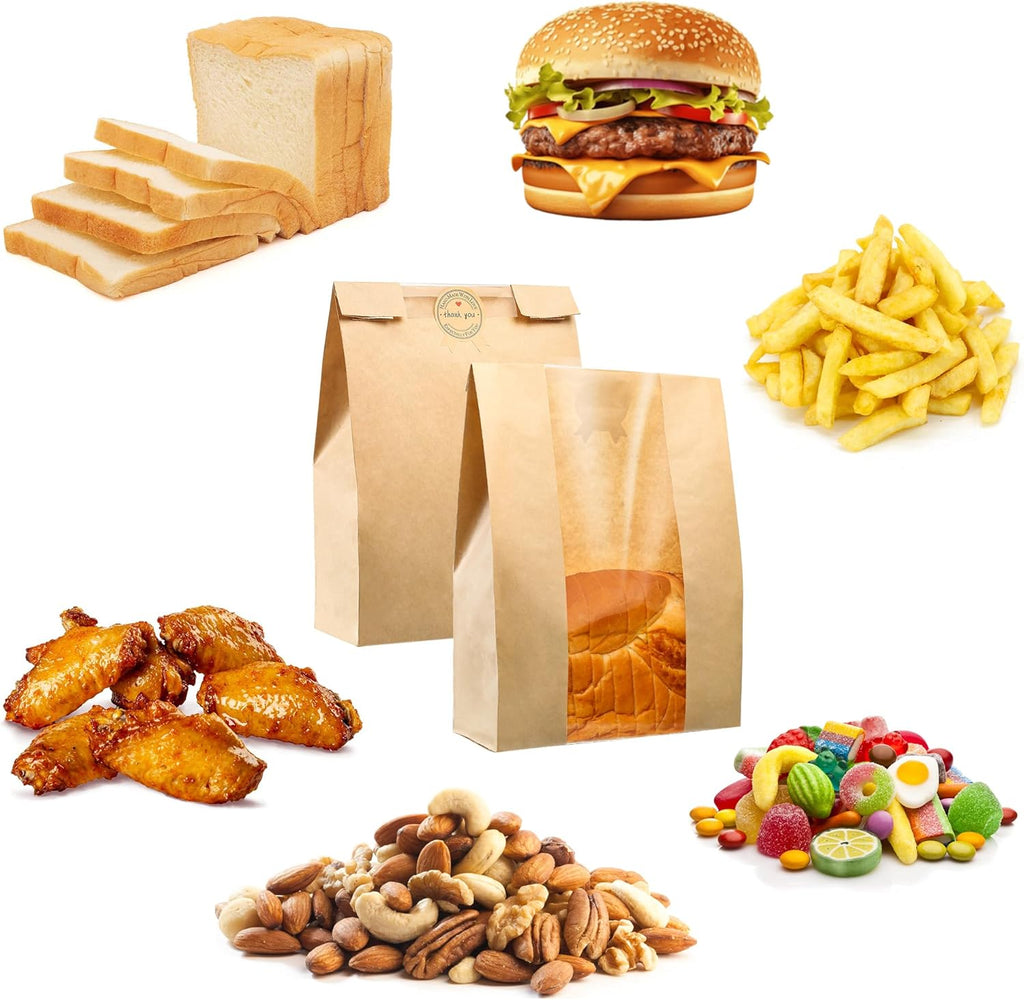 50 Pcs Bread Bags for Homemade Bread, Sourdough Paper With Window, 50%