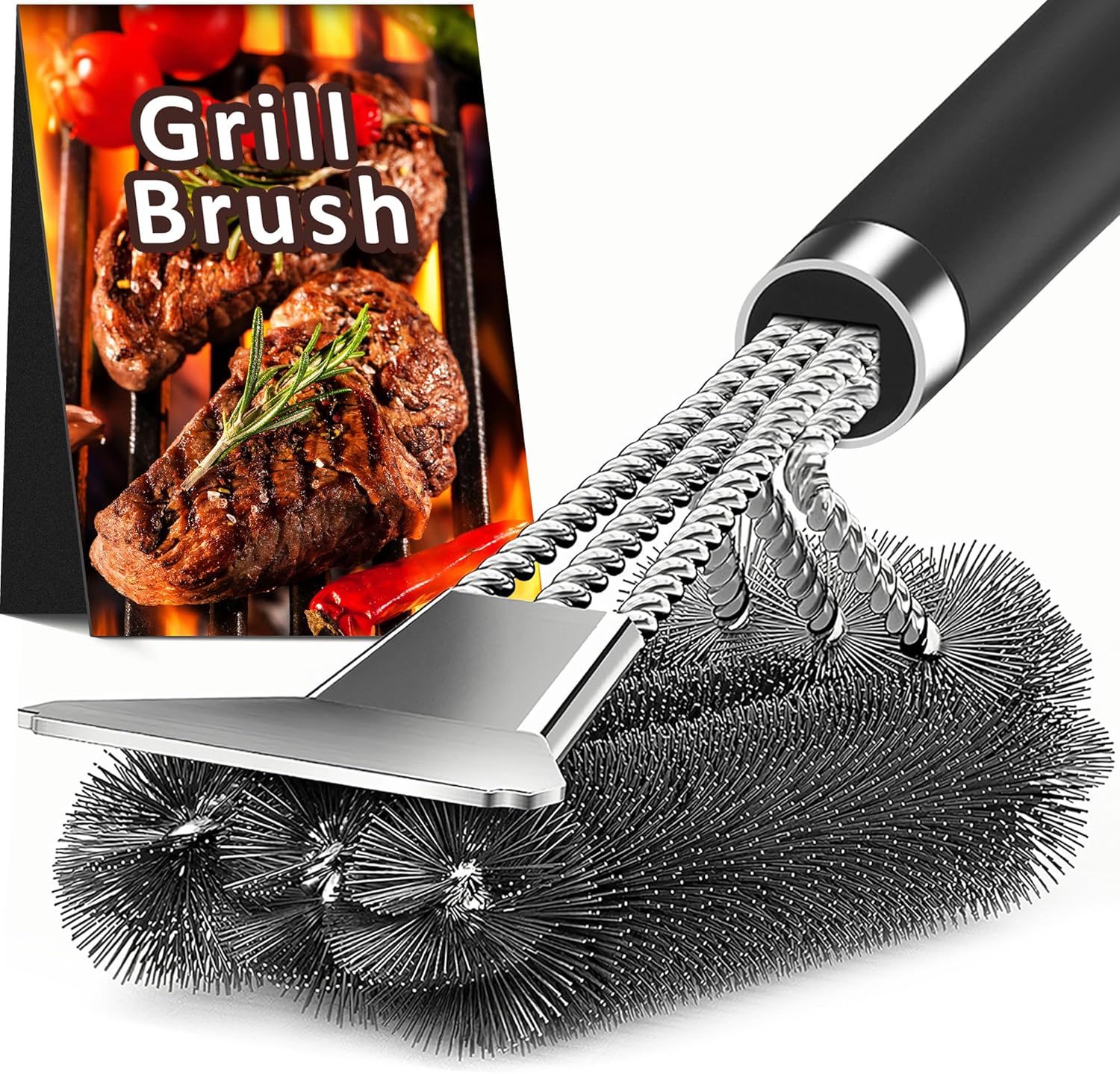 TNTOR Grill Brush with Scraper, 18" Adjustable Handle BBQ Grill Brush for