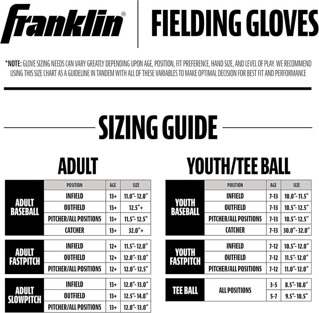 Franklin Sports Field Master Baseball + Softball Glove - Field Master Adult +