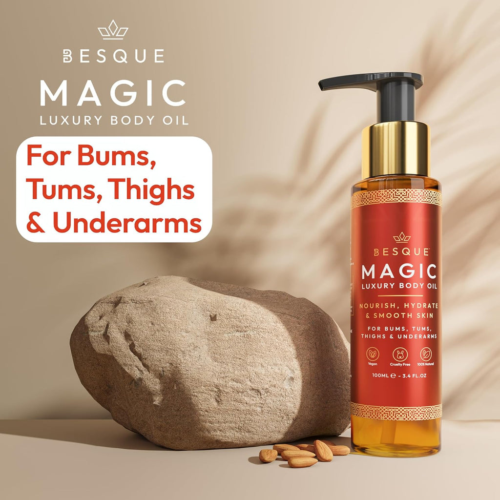 Besque Magic Body Oil, 3.4 FL OZ, After Shower Body Oil For Women, Hydrating