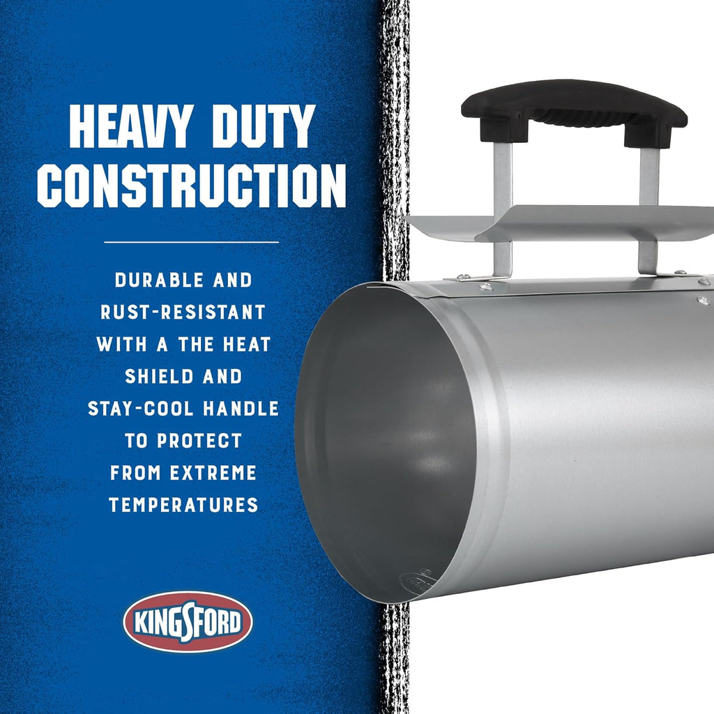 Heavy Duty Deluxe Charcoal Chimney Starter, Large Capacity Zinc Steel BBQ