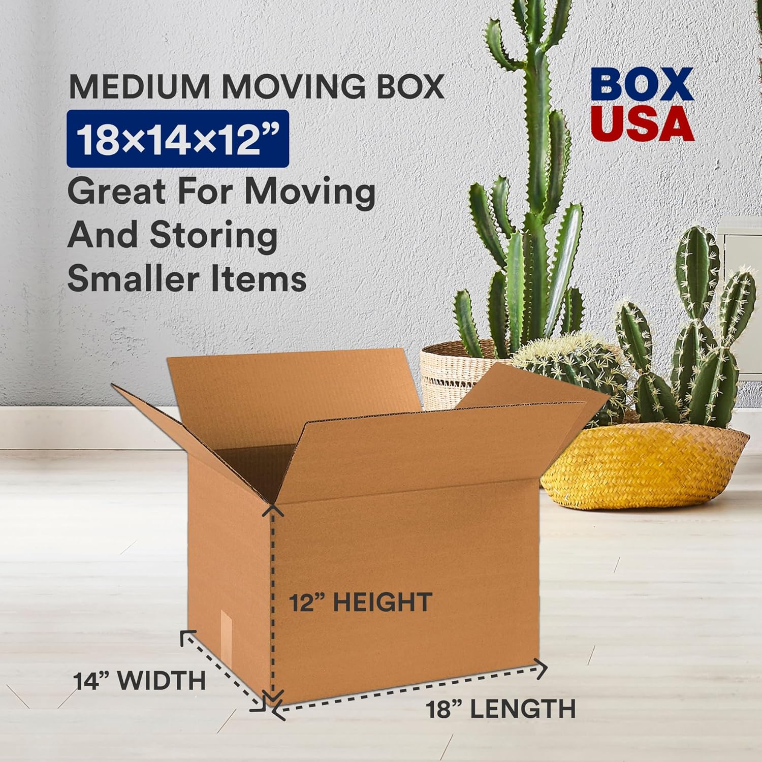 BOX USA Moving Boxes Medium 18"L x 14"W x 12"H 10-Pack