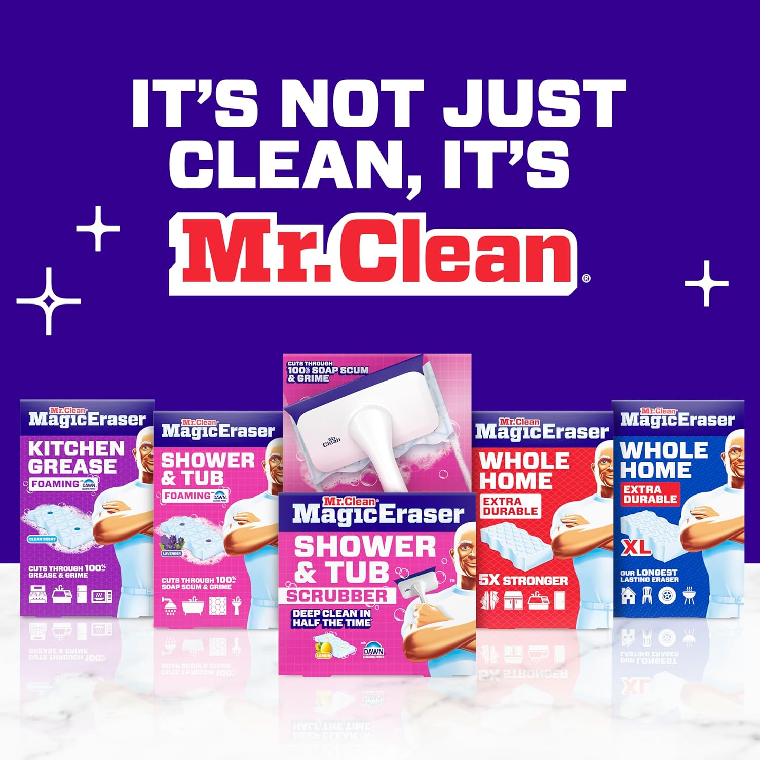 Mr. Clean Magic Eraser Shower & Tub Scrubber, Bathroom Cleaner, All in One
