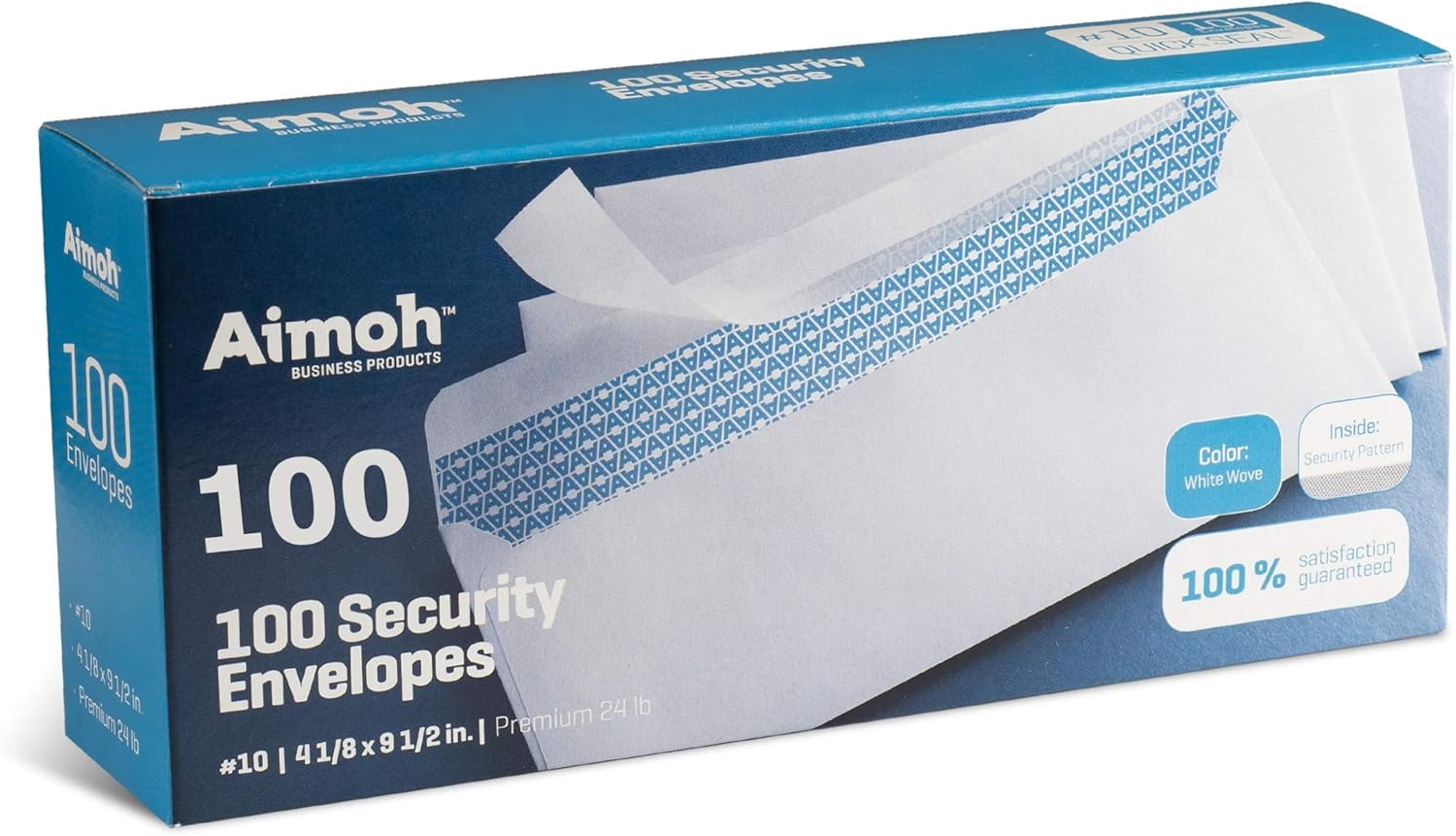 Aimoh #10 Security Self Seal Envelopes ‰ÛÒ 100 Qty |No Window, EnveGuard, 4‰ÉÝ x 9å?", White, 24 LB, 100 Count (34100)