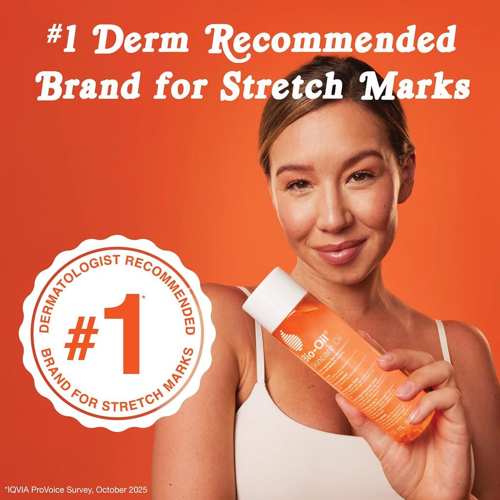 Bio-Oil Skincare Body Oil Serum, Face and Body Moisturizer with Vitamin E & A, for Scars, Stretch Marks, Sensitive Skin, All Skin Types, Dermatologist Recommended, Non-Comedogenic, 6.7 Oz