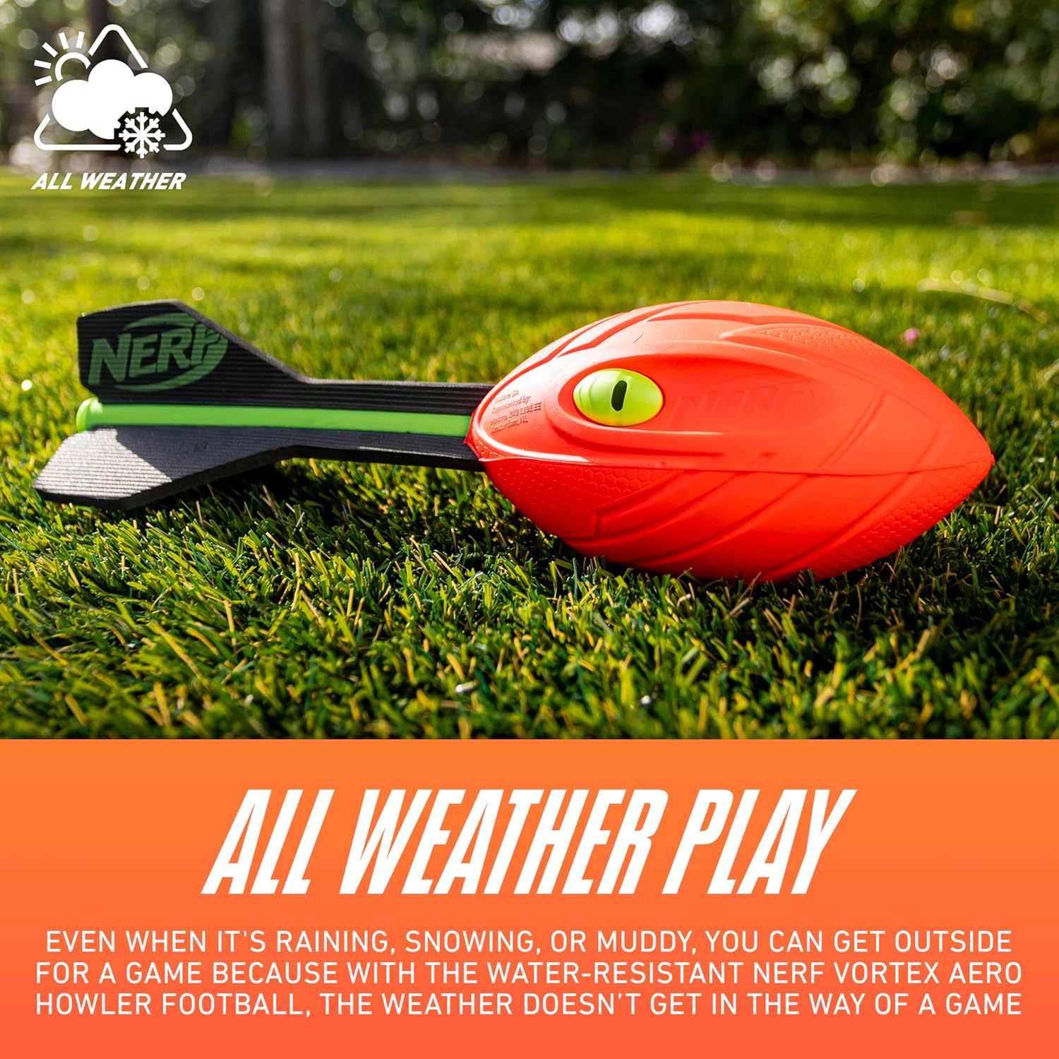 Nerf Vortex Aero Howler Foam Ball, Classic Long-Distance Football, Flight-Optimizing Tail, Whistling Sound, Indoor & Outdoor Fun, Christmas Stocking Stuffers for Kids