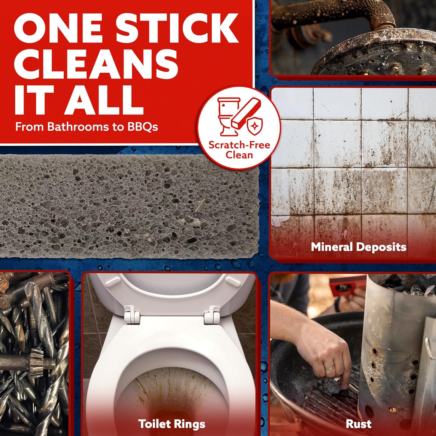 PUMIE Scouring Stick 2 Pack, Toilet Bowl Ring Remover, Heavy Duty Extra
