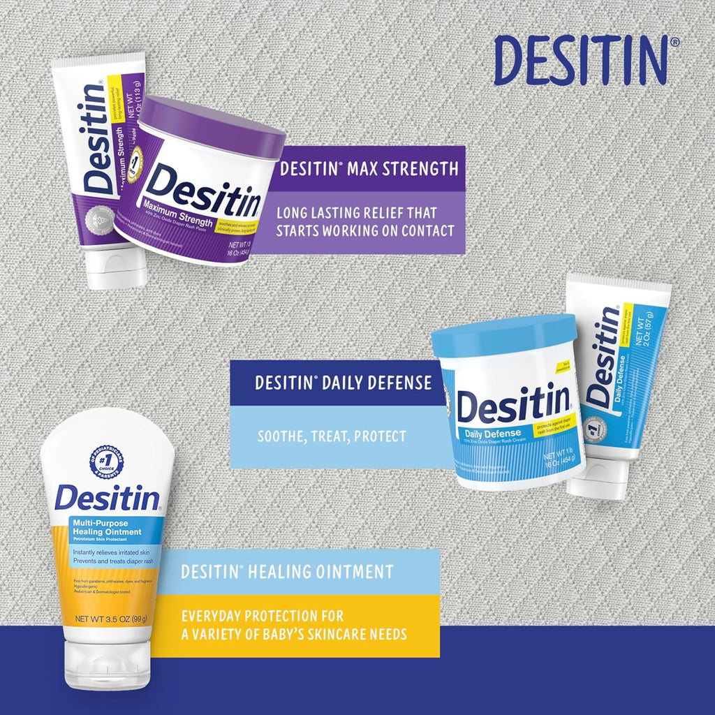 Desitin Maximum Strength Baby Diaper Rash Cream, 40% Zinc Oxide, Hypoallergenic No Added Parabens & Dyes, Protects & Relieves Baby‰۪s Skin for Up to 12 Hours, Prevents Diaper Rash, 4.8 oz Tube