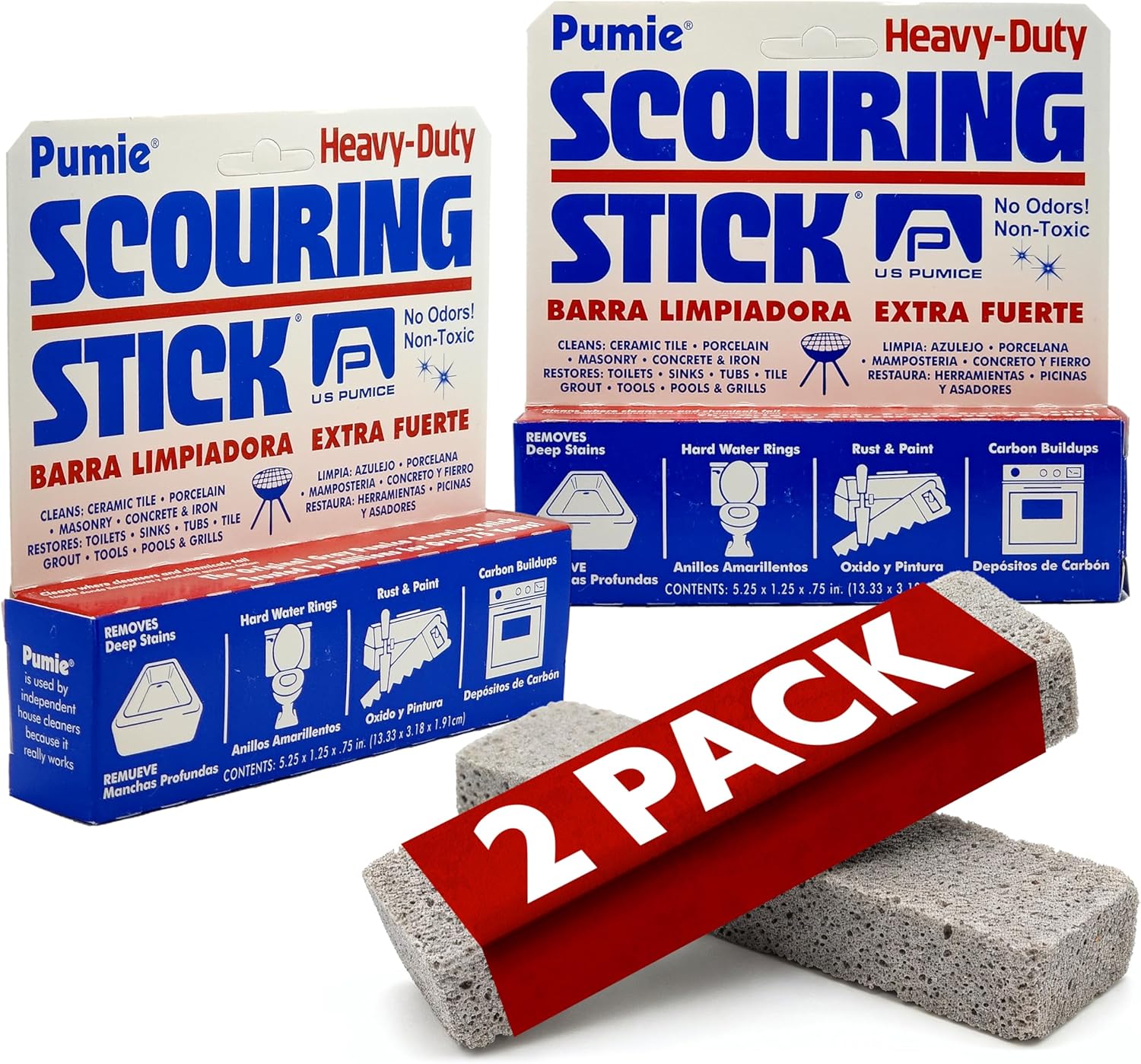 PUMIE Scouring Stick 2 Pack, Toilet Bowl Ring Remover, Heavy Duty Extra