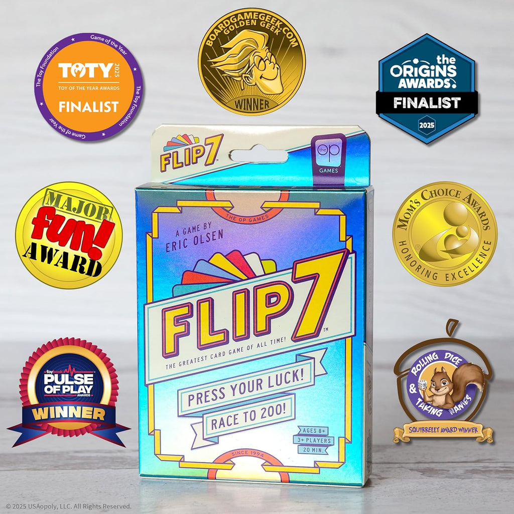 USAOPOLY Flip 7, The Ultimate Blend of Press Your Luck & Strategy, Fast-Paced