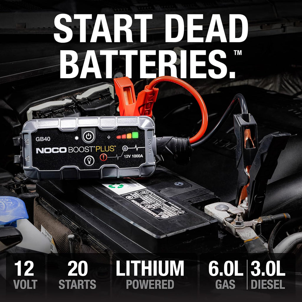 NOCO Boost GB40: 1000A UltraSafe Jump Starter ‰ÛÒ 12V Lithium Battery Booster Pack, Portable Jump Box, Power Bank & Jumper Cables - for 6.0L Gas and 3.0L Diesel Engines