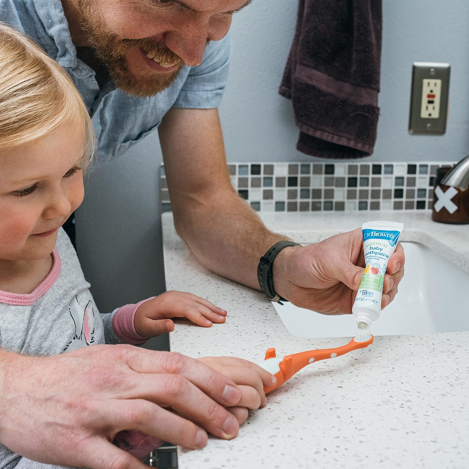 Dr. Brown's Baby and Toddler Toothbrush, Green and Orange Dinosaur 2-Pack