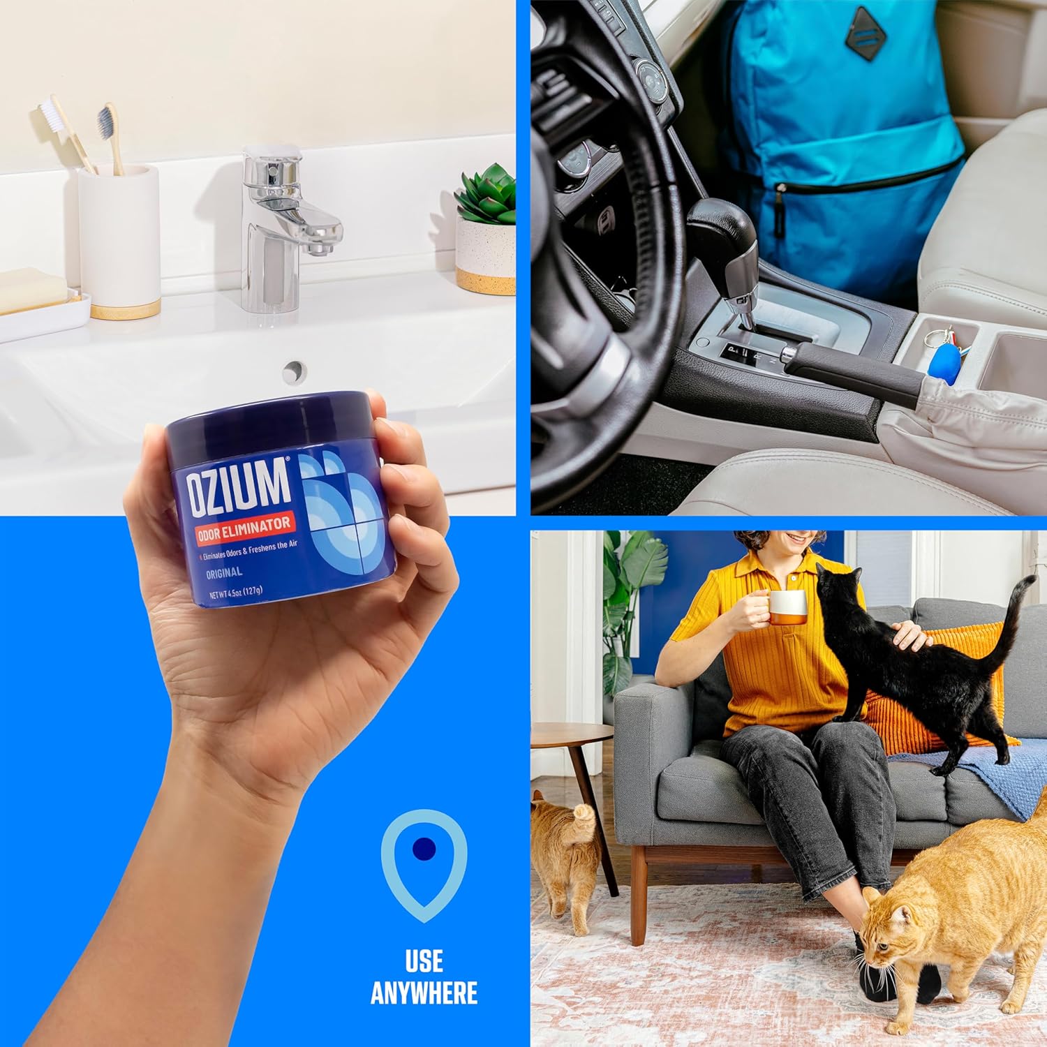 Ozium 4.5 Oz. Odor Eliminating Gel for Homes, Cars, Offices and More