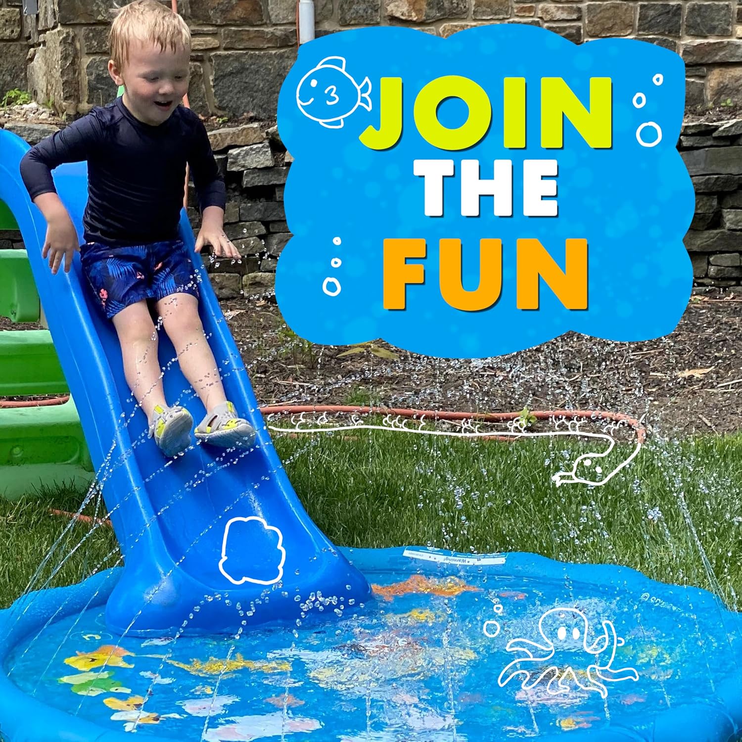 SplashEZ 3-in-1 Splash Pad, Sprinkler for Kids & Baby Pool for Learning ‰ÛÒ Toddler Sprinkler Pool, 60‰۪‰۪ Outside Water Toys ‰ÛÒ ‰ÛÏfrom A to Z‰۝ Outdoor Play Mat for Babies & Toddlers