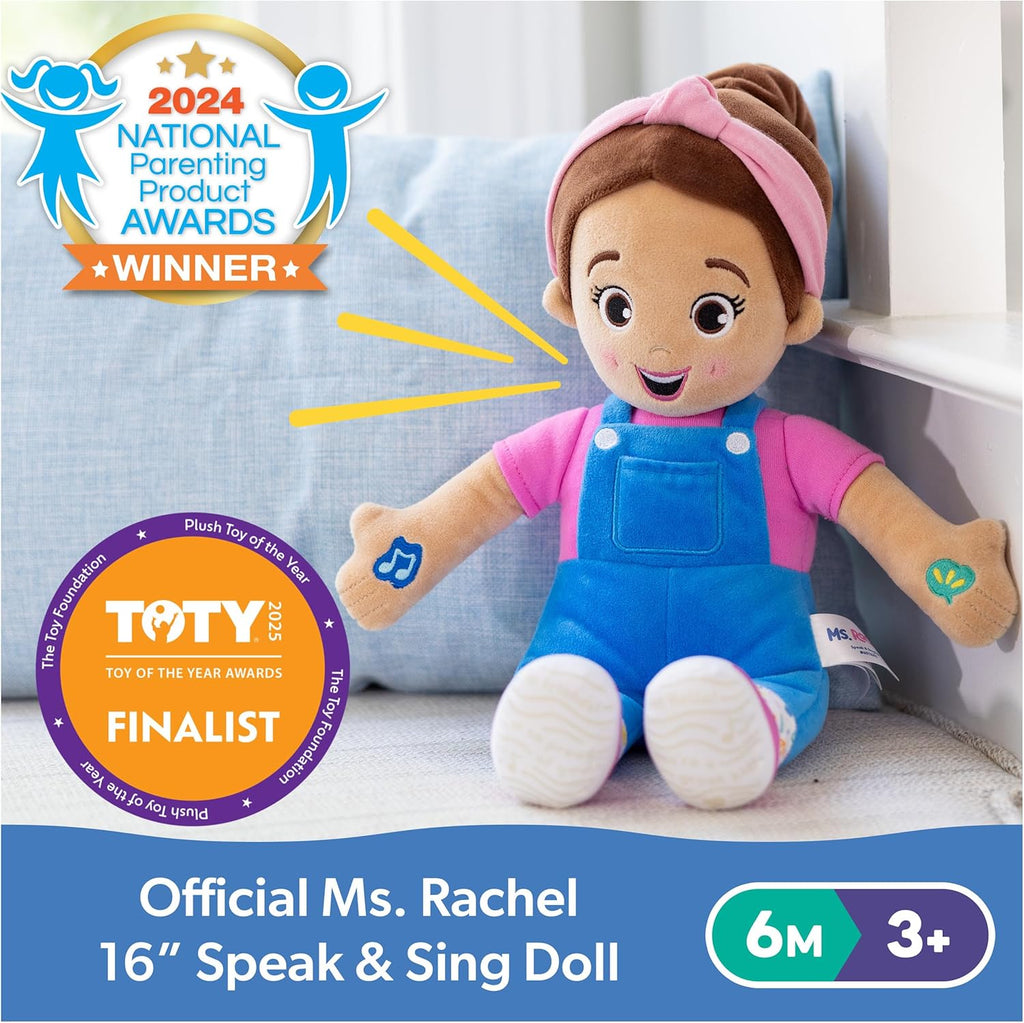Ms. Rachel Official Speak & Sing Doll, 16‰۝ Tall Interactive Toy with 4 Songs & 16+ Phrases, Toddler Toys for Girls & Boys Ages 6 Months to 3+ Years.