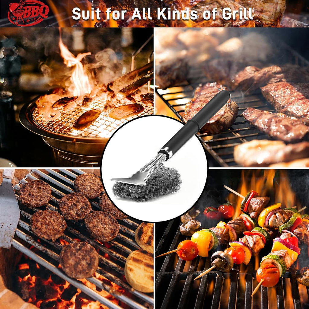 TNTOR Grill Brush with Scraper, 18" Adjustable Handle BBQ Grill Brush for