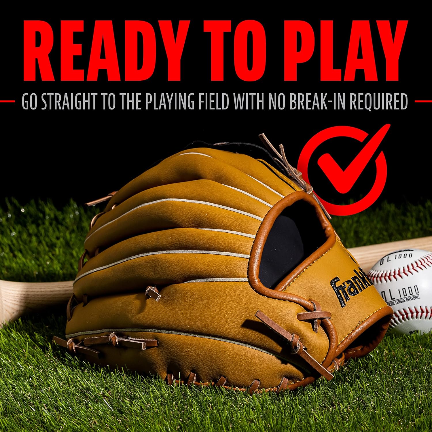 Franklin Sports Field Master Baseball + Softball Glove - Field Master Adult +