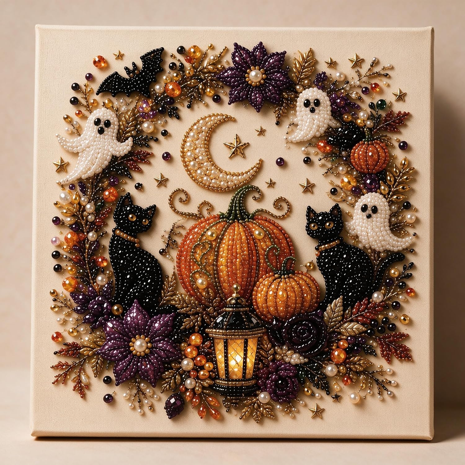 Halloween Ghost Pearl Diamond Art DIY Kit 3D Diamond Painting (Ghost) | 11.8*11.8IN Frameless, Spooky Cute Design for Adults, DIY Fall Home Decor Wall Art, Halloween DIY Gift