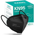 LEMENT 50pcs KN95 Face Mask Black 5 Layer Cup Dust Safety Masks Filter Efficiency‰ä´95% Breathable Elastic Ear Loops Black Masks