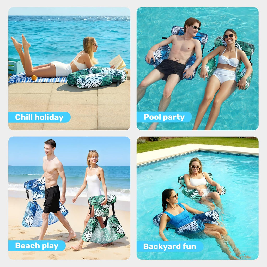 SLOOSH Inflatable Pool Floats Adult,2 Packs Floating Lounge Chairs,Blow up