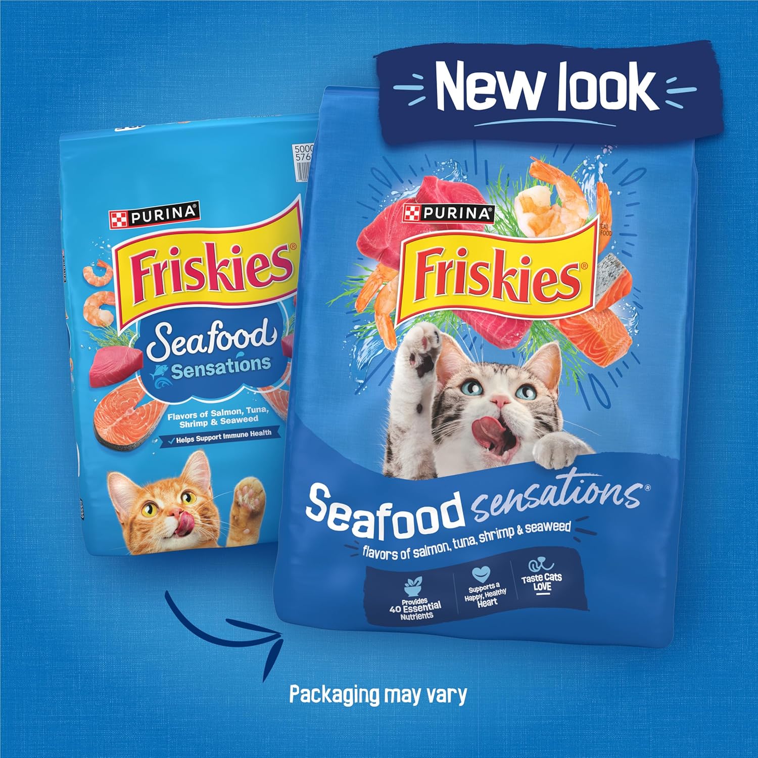 Purina Friskies Dry Cat Food Seafood Sensations With Salmon, Tuna, and Shrimp