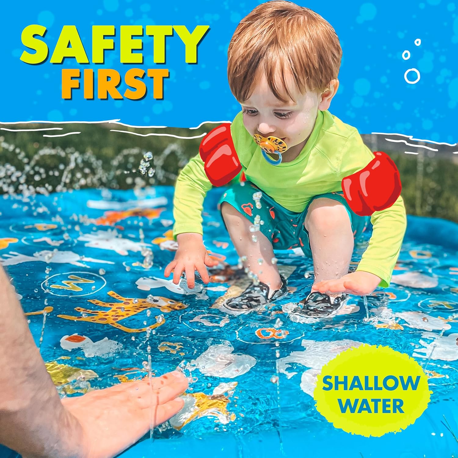 SplashEZ 3-in-1 Splash Pad, Sprinkler for Kids & Baby Pool for Learning ‰ÛÒ Toddler Sprinkler Pool, 60‰۪‰۪ Outside Water Toys ‰ÛÒ ‰ÛÏfrom A to Z‰۝ Outdoor Play Mat for Babies & Toddlers