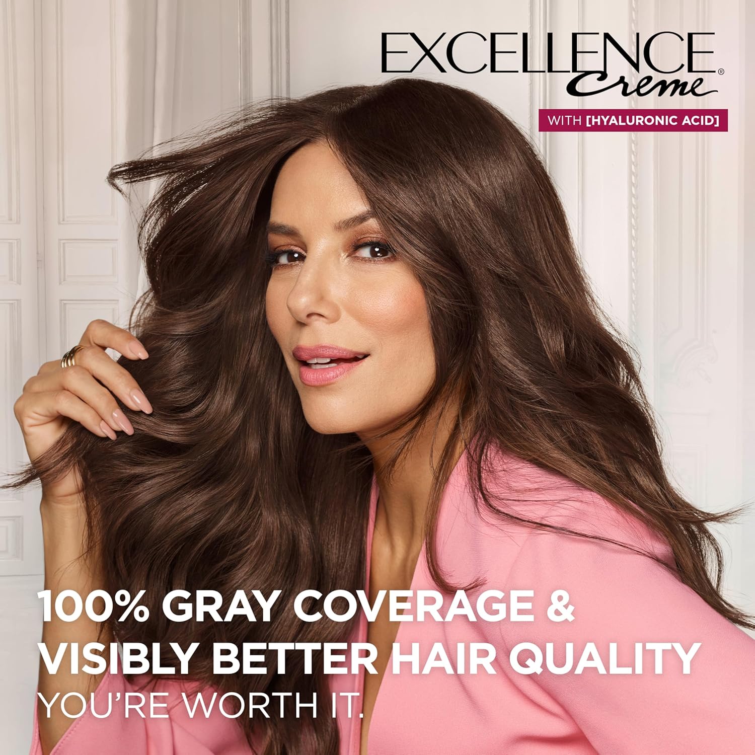 L'Oreal Paris Excellence Cr̬me Permanent Hair Dye, Triple Care Hair Color with Hyaluronic Acid for 100% Gray Coverage, 4 Dark Brown, 1 Kit (Packaging May Vary)