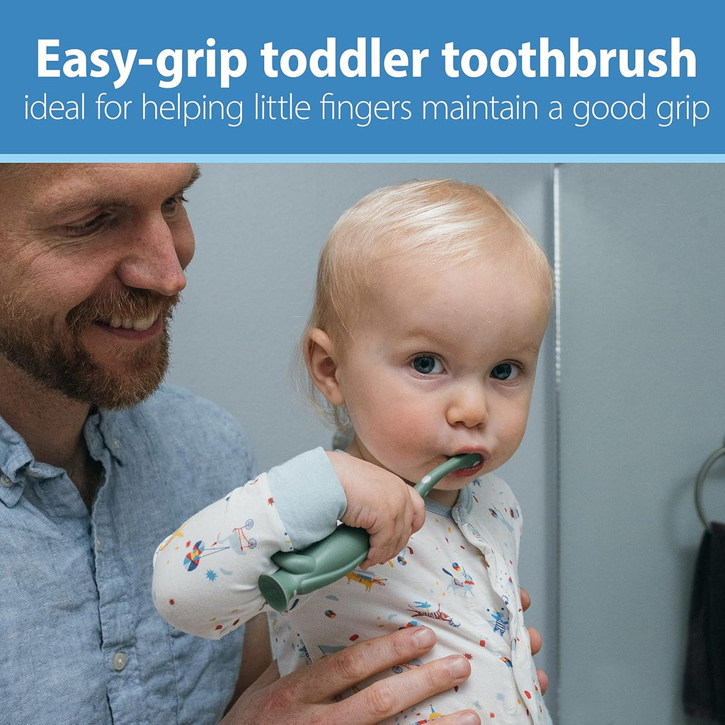 Dr. Brown's Baby and Toddler Toothbrush, Green and Orange Dinosaur 2-Pack