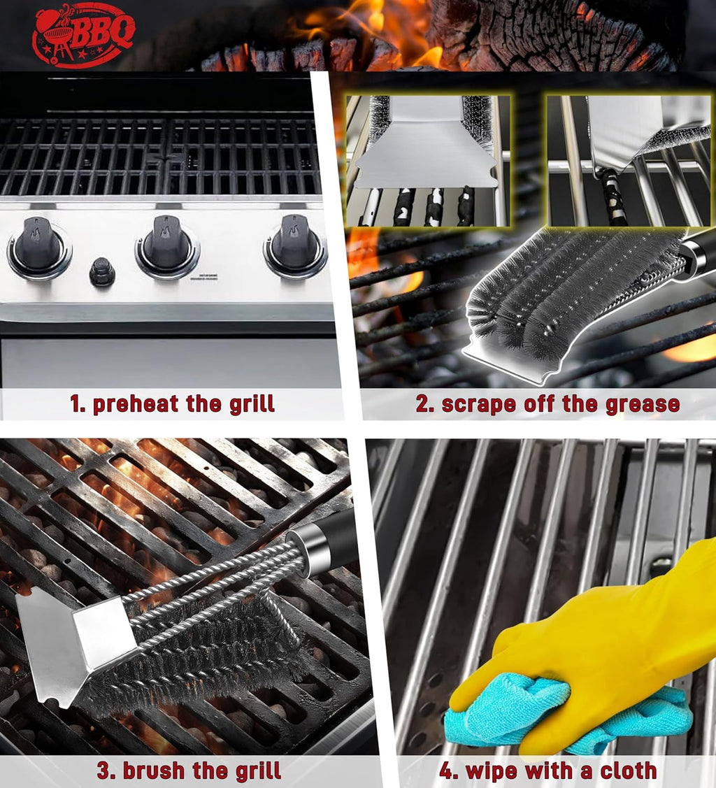 TNTOR Grill Brush with Scraper, 18" Adjustable Handle BBQ Grill Brush for