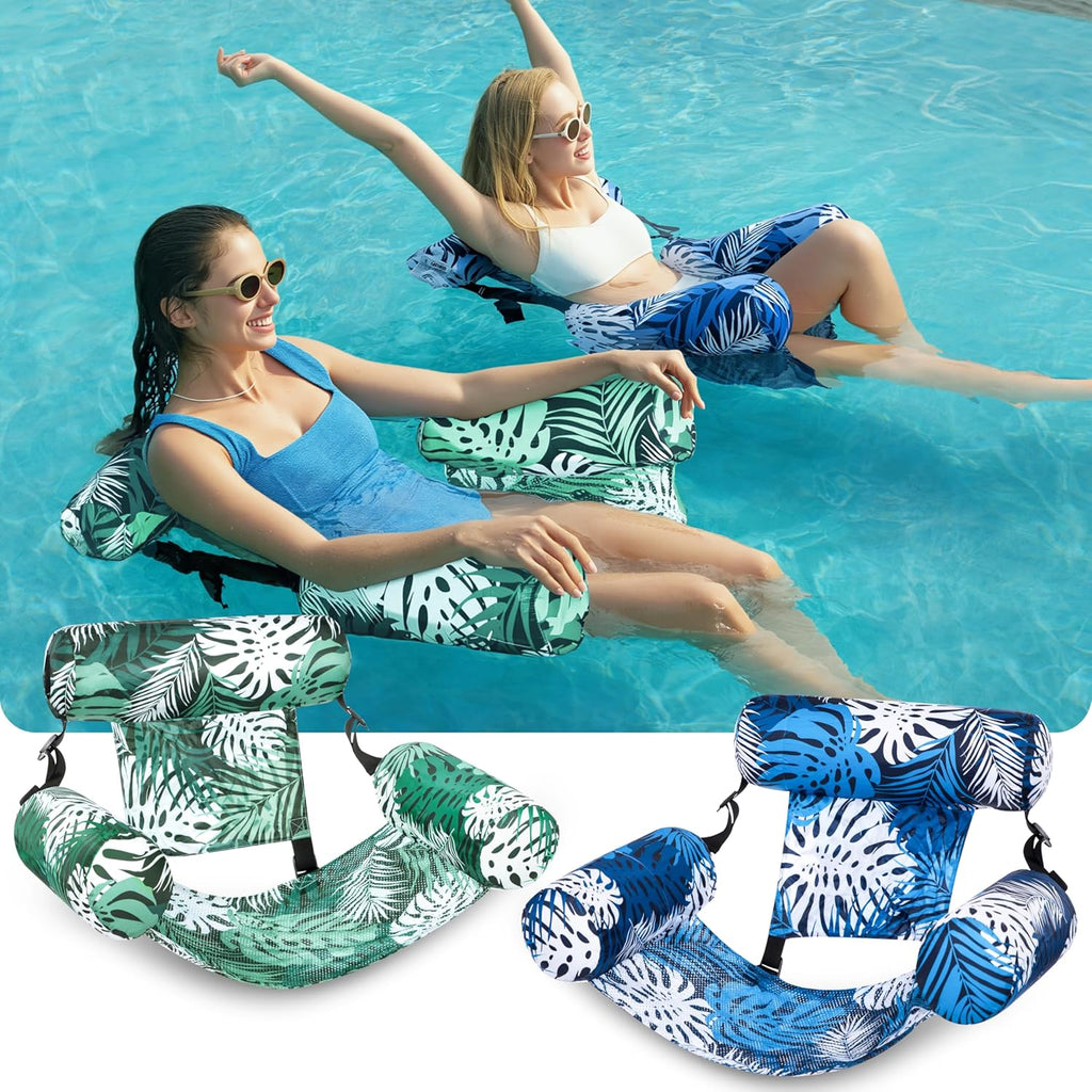 SLOOSH Inflatable Pool Floats Adult,2 Packs Floating Lounge Chairs,Blow up